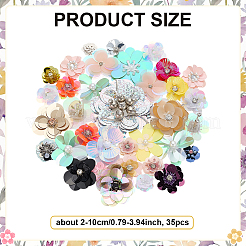 工芸品用の DIY ABS プラスチックとラインストーンの花  ミックスカラー  18~65x21~65x5~15mm&nbsp;DIY-WH0899-14