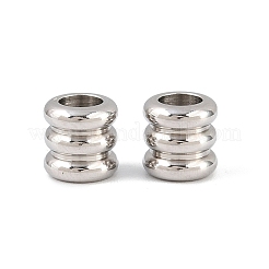 変色しにくい201ステンレススチールコラムビーズ  大きな穴のついたビーズ  ステンレス鋼色  6x6mm  穴：3.5mm&nbsp;STAS-Q176-01