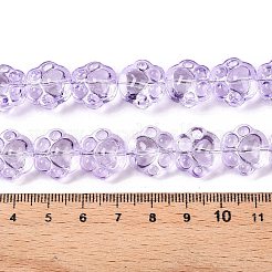 透明電気メッキガラスビーズ連売り  猫の足のプリント  ライラック  14x15x8.5mm  穴：1mm  約45個/連  24.80''（63センチメートル）&nbsp;EGLA-T021-12E
