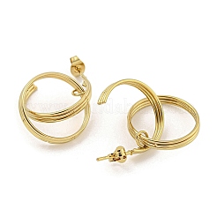 女性用304ステンレススチールイヤリング  リング  ゴールドカラー  22.5x20mm&nbsp;EJEW-E305-06G
