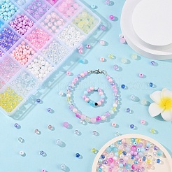 DIY ラウンド アクリル ビーズ ジュエリー作り ファインディング キット  ミックスカラー  6~7.5mm  穴：1.4~2mm  1025pc&nbsp;DIY-YW0011-64