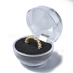 透明なプラスチックリングボックス  ジュエリーディスプレイウェディングパッケージ収納ケースオーガナイザー  ブラック  5.2x4.9cm&nbsp;OBOX-WH0011-01A