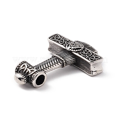 チベット風 304 ステンレススチールペンダント  ハンマー  アンティークシルバー  48x35.5x10.5mm  穴：5mm&nbsp;STAS-P305-02AS