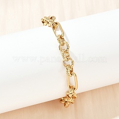 女性用304ステンレススチールフィガロチェーンブレスレット  PVD真空メッキ  22KGP本金メッキ  8-1/4インチ（21cm）&nbsp;BJEW-Z143-06G