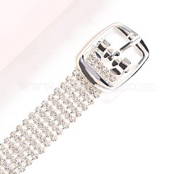 女性用合金フルクリスタルラインストーンベルトアンクレット  プラチナ  5-7/8インチ（150mm）&nbsp;FS-WG26718-01