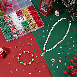 クリスマステーマのDIYジュエリー製作キット  合金エナメルペンダントを含む  ポリマークレイ、アクリル、CCBプラスチックビーズ  ミックスカラー  7x4mm  穴：1.3mm&nbsp;DIY-PH0032-75