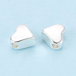 長持ちメッキ真鍮製ビーズ  ニッケルフリー  ハート  925銀メッキ  5.5x6x3.5mm  穴：1.2mm&nbsp;KK-K193-082S