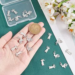 20個 2スタイル 201 ステンレススチール バニーペンダント  レーザー切断  兎  ステンレス鋼色  16x12x1mm  穴：1.5mm  10個/スタイル&nbsp;STAS-UN0052-01