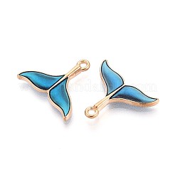 合金エナメルチャーム  クジラの尾の形状  ライトゴールド  スチールブルー  17x20x2~3mm  穴：1.6mm&nbsp;ENAM-S121-129