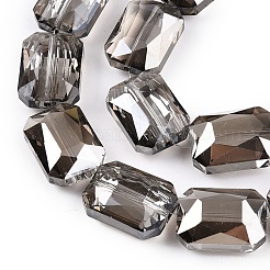 電気メッキ透明ガラスビーズ連売り  半分メッキ  多面カット  長方形  キャメル  18x13x7.8mm  穴：1mm  約40個/連  28.74インチ（73cm）&nbsp;EGLA-WH0005-02C-06