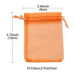 20Pcs 10 Colors Rectangle Organza Drawstring Bags&nbsp;CON-YW0001-31A