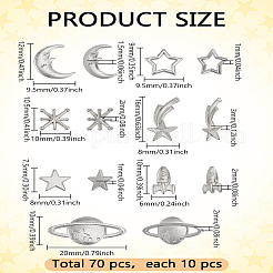 70Pcs 7 Styles Zinc Alloy Cabochons&nbsp;FIND-LP0003-32P