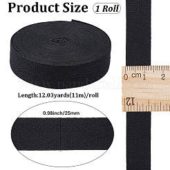 11mコットンヘリンボーンリボン  洋服アクセサリー  ブラック  1インチ（25mm）&nbsp;OCOR-GF0006-43B-02