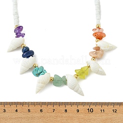 Ocean Natural Spiral Shell & Glass Seed Beaded Necklaces&nbsp;NJEW-TA00243