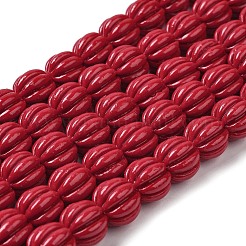 合成サンゴビーズ連売り  染め  カボチャのビーズ  ミックスカラー  11x10.5mm  穴：4mm  約37個/連  15.35''（39センチメートル）&nbsp;CORA-P009-01