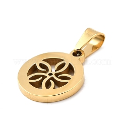 Flat Round with Flower 304 Stainless Steel Pendants&nbsp;STAS-M121-03G