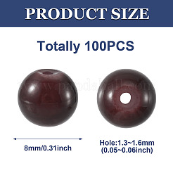 1連売り模造翡翠ガラスビーズ連売り  スプレー塗装  ラウンド  ココナッツブラウン  8mm  穴：1.3~1.6mm  約100個/連  31.4インチ&nbsp;DGLA-TAD0001-03K