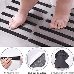 28個 3スタイル PEVA 粘着滑り止めバスタブステッカー  アンチスリップシャワートレッド  ブラック  28個/袋&nbsp;DIY-NB0006-13