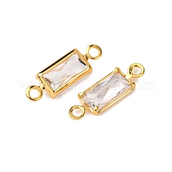 Brass Pave Clear Cubic Zirconia Connector Charms&nbsp;KK-Z121-06G-07