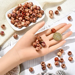 100Pcs Printed Wooden Dyed Beads&nbsp;WOOD-YW0001-56