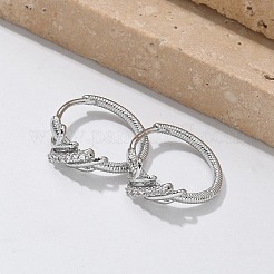 Brass Clear Cubic Zirconia Hoop Earrings&nbsp;EJEW-Q014-14P