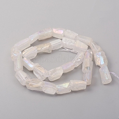 電気メッキ天然石クオーツクリスタルビーズ連売り  ナゲット  13~17x7~16x7~16mm  穴：1.2mm  約27個/連  15.16インチ（38.5cm）&nbsp;G-D0009-01B-08