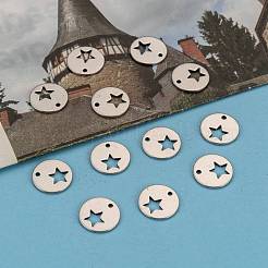 Tarnish Resistant 304 Stainless Steel Flat Round Charms&nbsp;STAS-R063-03