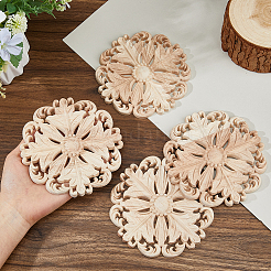 オーク材のチップ  壁の装飾  花  アンティークホワイト  128x7mm&nbsp;WOOD-WH0124-146B