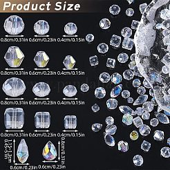 280個14スタイルのガラスビーズ連売り  多面カット  混合図形  ミックスカラー  3~13x4~8x4~8mm  穴：0.4~1.5mm  20個/スタイル&nbsp;EGLA-SZ0001-39