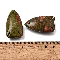 天然石ユナカイトペンダント  魚のチャーム  39~40x22x12mm  穴：2mm&nbsp;GG-CBA6D08-B07