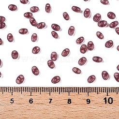 模造翡翠ガラスシードビーズ  2穴  オーバル  インディアンレッド  5~6x2.5~3.5x3mm  穴：0.7~0.9mm  約7500個/ポンド&nbsp;SEED-T006-01B