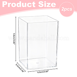 プラスチック製のペンホルダー  長方形  透明  65x66x98mm  内径：62x62mm&nbsp;AJEW-WH0609-594