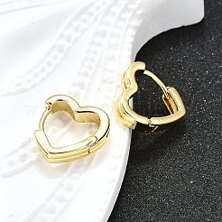 Heart Brass Hoop Earrings&nbsp;LS-EJEW-H157-05G