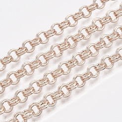 アイアン製ローロチェーン  ダブルリンクチェーン  溶接されていない  スプールで  ローズゴールド  リンク：5x0.8mm  約82.02フィート（25m）/ロール&nbsp;CH-S125-011B-RG