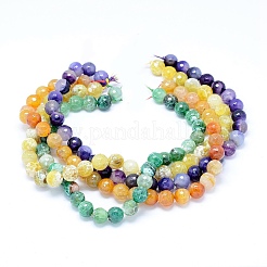 Faceted Natural Agate Beads Strands&nbsp;G-F559-05-12mm