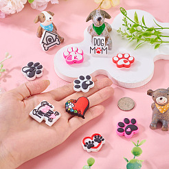 10 個 10 スタイル犬の足跡食品グレードの環境に優しいシリコーンビーズ  DIYネックレスの製作  混合図形  ミックスカラー  24~29x23~30x8~9mm  穴：2~4mm  1個/スタイル&nbsp;SIL-TA0003-43