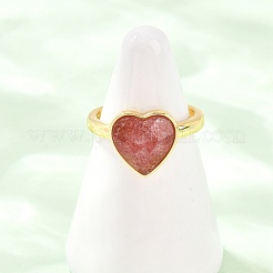 Natural Strawberry Quartz Finger Rings with Brass Findings&nbsp;G-H353-03G-05