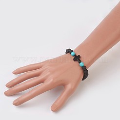 Synthetic Turquoise(Dyed) Beads Stretch Bracelets&nbsp;BJEW-JB03710-01