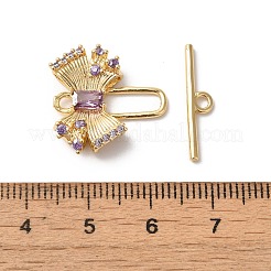 真鍮製マンテル  ガラスと  ニッケルフリー  蝶結び  ゴールドカラー  ライラック  18.5x18x5mm  バー：4.5x20x1.5mm  穴：1mm&nbsp;KK-C062-042G-02