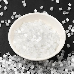 ガラスシードビーズ  模造キャットアイ  丸い穴  六角  ホワイト  3.5x3.8x3.5mm  穴：1mm  約140個/10g&nbsp;X1-SEED-H002-D-A801