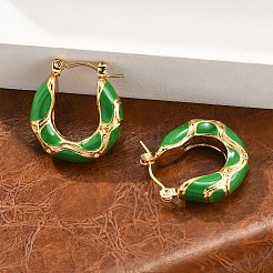 304 Stainless Steel Enamel Hoop Earrings&nbsp;EJEW-Z079-01G-01