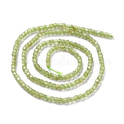 天然石ペリドットビーズ連売り  多面カット  キューブ  2x2x2mm  穴：0.6mm  約175個/連  15.75''（40センチメートル）&nbsp;G-K312-07A