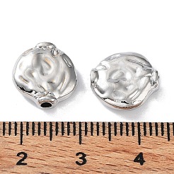 めっき合金ビーズラック  テクスチャ  フラットラウンド  プラチナ  12x11x4mm  穴：1.6mm&nbsp;PALLOY-Q458-23P