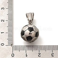 304ステンレススチールエナメルペンダント  サッカーのチャーム  ステンレス鋼色  19x13.5mm  穴：8.5x4mm&nbsp;STAS-Z110-02P-02