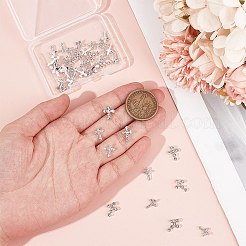 40個 2スタイル 亜鉛合金ラインストーンカボション  ネイルアートの装飾の付属品  クロス  銀  11.5~12.5x8.5~9.5x2~2.5mm  20個/スタイル&nbsp;FIND-CP0002-11
