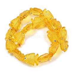 透明なガラスエナメルビーズ  魚  ゴールド  21.5x18x7mm  穴：1.5mm&nbsp;LAMP-U004-06P