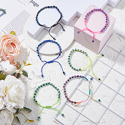 6Pcs 6 Colors Resin Evil Eye Braided Bead Bracelets Set&nbsp;BJEW-FI0001-46