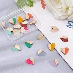 Resin & Wood Two Tone Cabochons&nbsp;DIY-OC0005-40