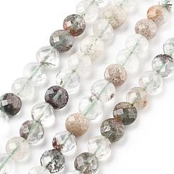 天然グリーンロドライトクォーツビーズ連売り  ファセットコインビーズ  フラットラウンド  6~7.5x4~5.5mm  穴：0.8~1mm  約56~70個/連  15.31~16.10インチ（38.9~40.9cm）&nbsp;G-C179-A19-02