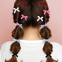 72Pcs 6 Colors Bowknot Polyester Alligator Hair Clips&nbsp;AJEW-GO0002-47